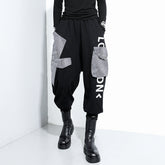 Splicing Print Casual Elastic Waist Pants